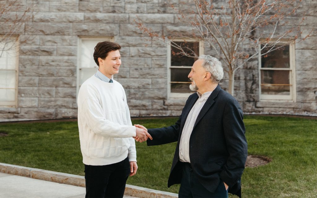 Luke meets up with Professor David Driesen on campus