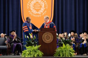 The Hon. Theodore A. McKee L'75 (left) and Chancellor Kent Syverud (right.)