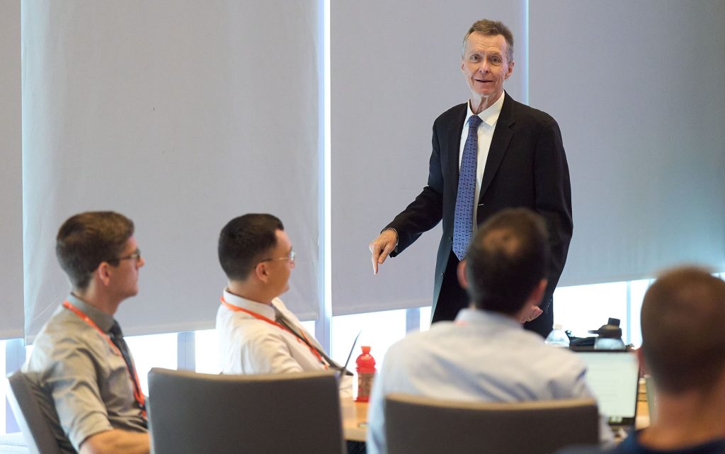 Students in classroom with professor Graves teaching. 