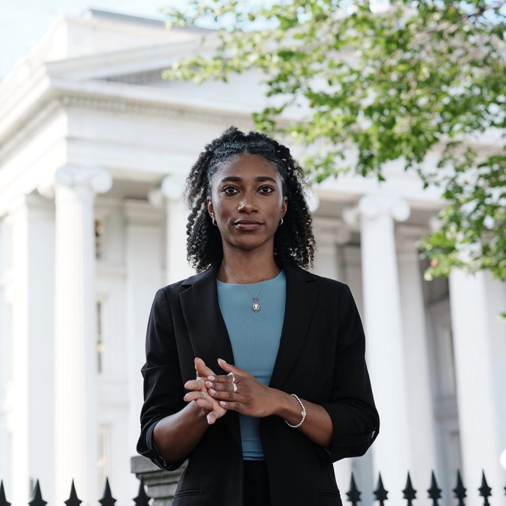 Lela Lanier standing in front of building in Washington D.C. 