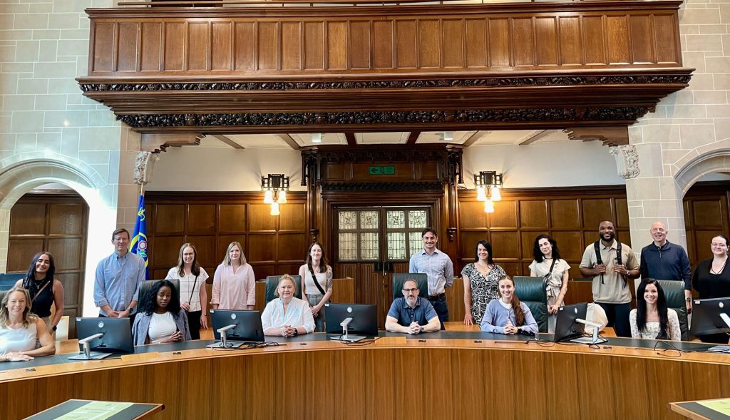 Group of students in a courtroom in London