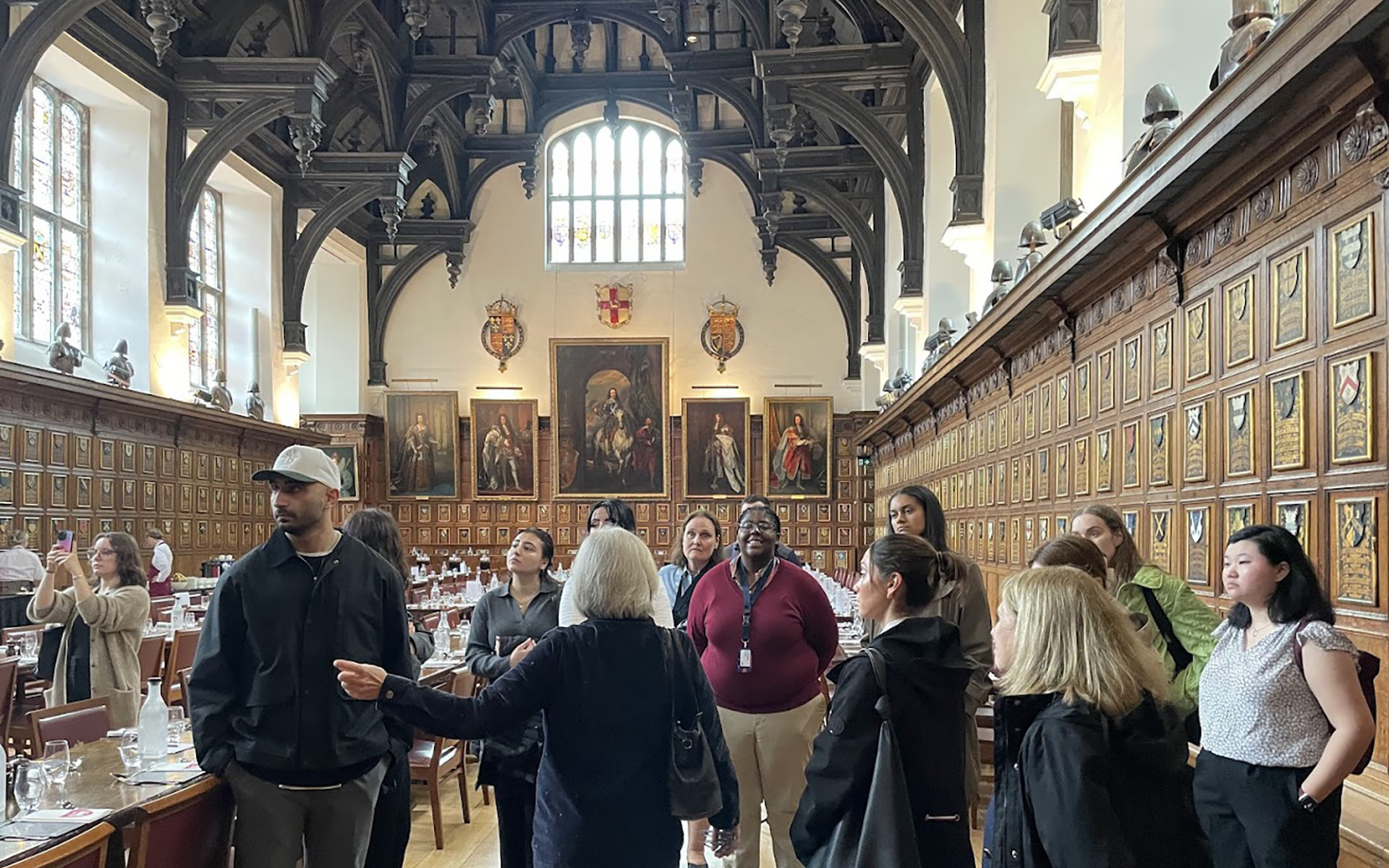 Group of students in the LondonEx program tours Middle Temple Hall