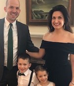 Photograph of Edward Townsend with a wife Jennifer Townsend and 2 young children. 