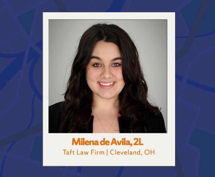 Social media graphic with headshot of Milena De Avila and Taft Law Firm | Cleveland, OH