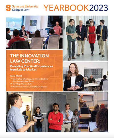Yearbook 2023 Featuring the Innovation Law Center, images of students