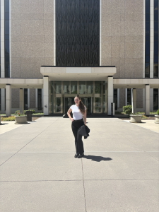 Meghan Snelling outside Denver District Court