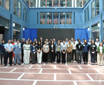 Rebecca Lee with large group at Department of Transportation internship